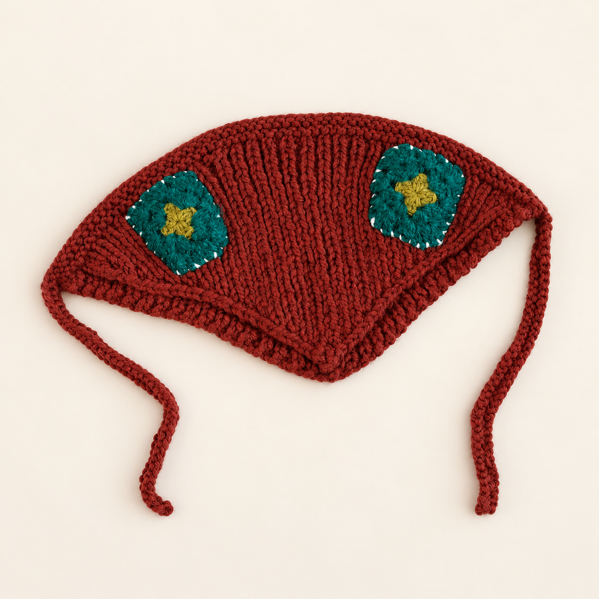 Granny Square Knit Triangle Scarf