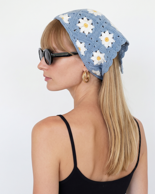 Blue Daisy Crochet Triangle Scar