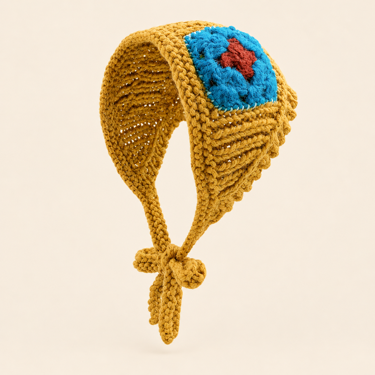 Granny Square Knit Triangle Scarf