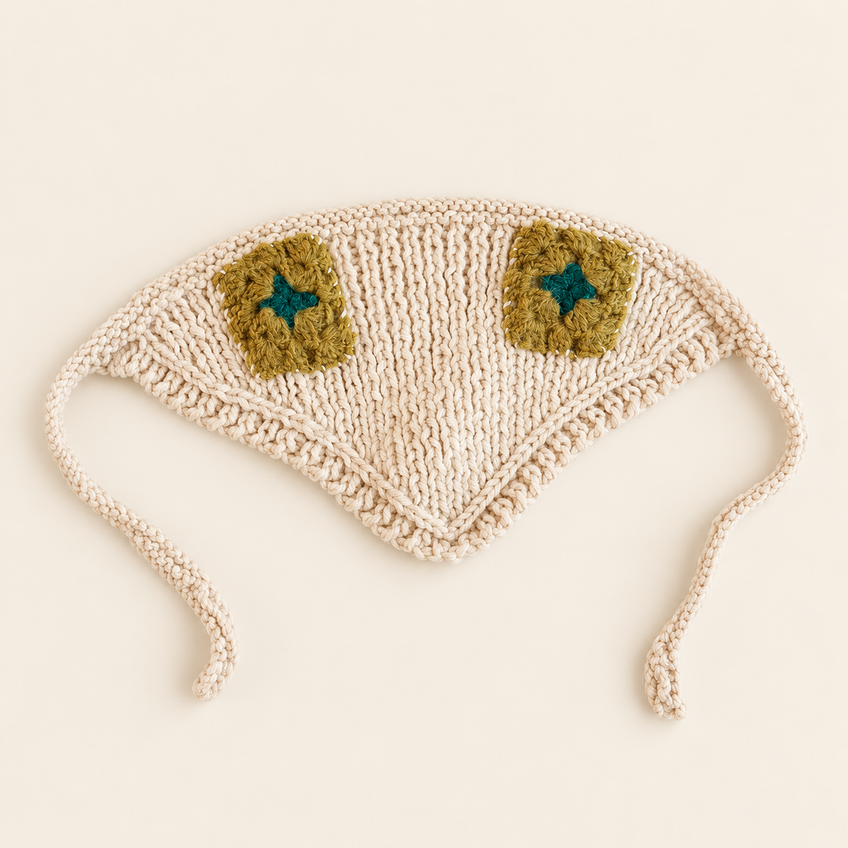 Granny Square Knit Triangle Scarf