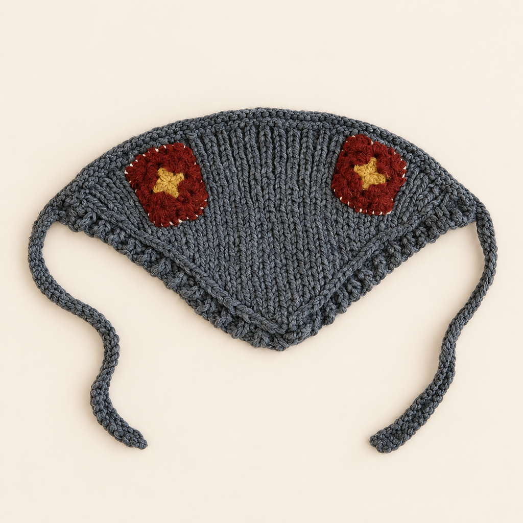 Granny Square Knit Triangle Scarf
