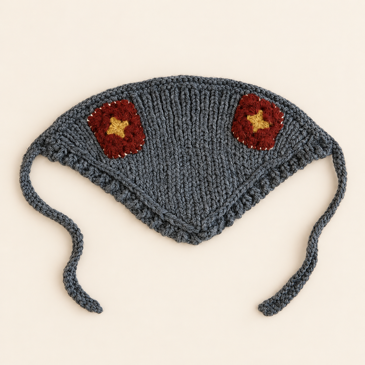 Granny Square Knit Triangle Scarf