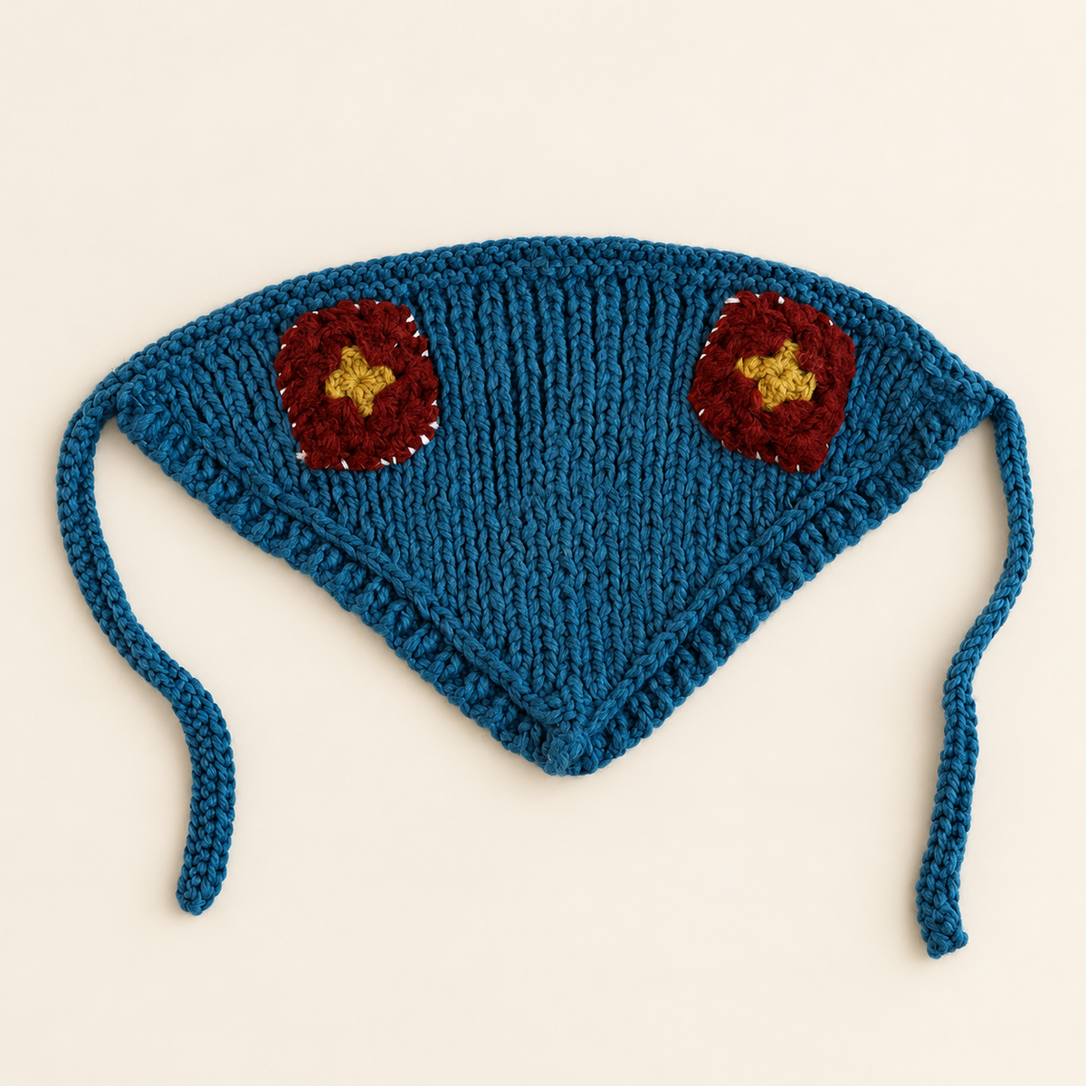 Granny Square Knit Triangle Scarf