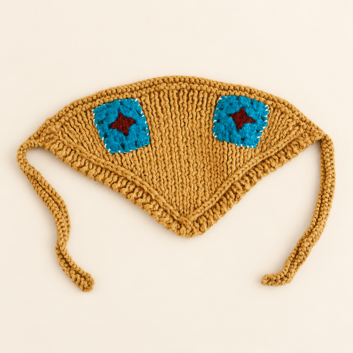 Granny Square Knit Triangle Scarf