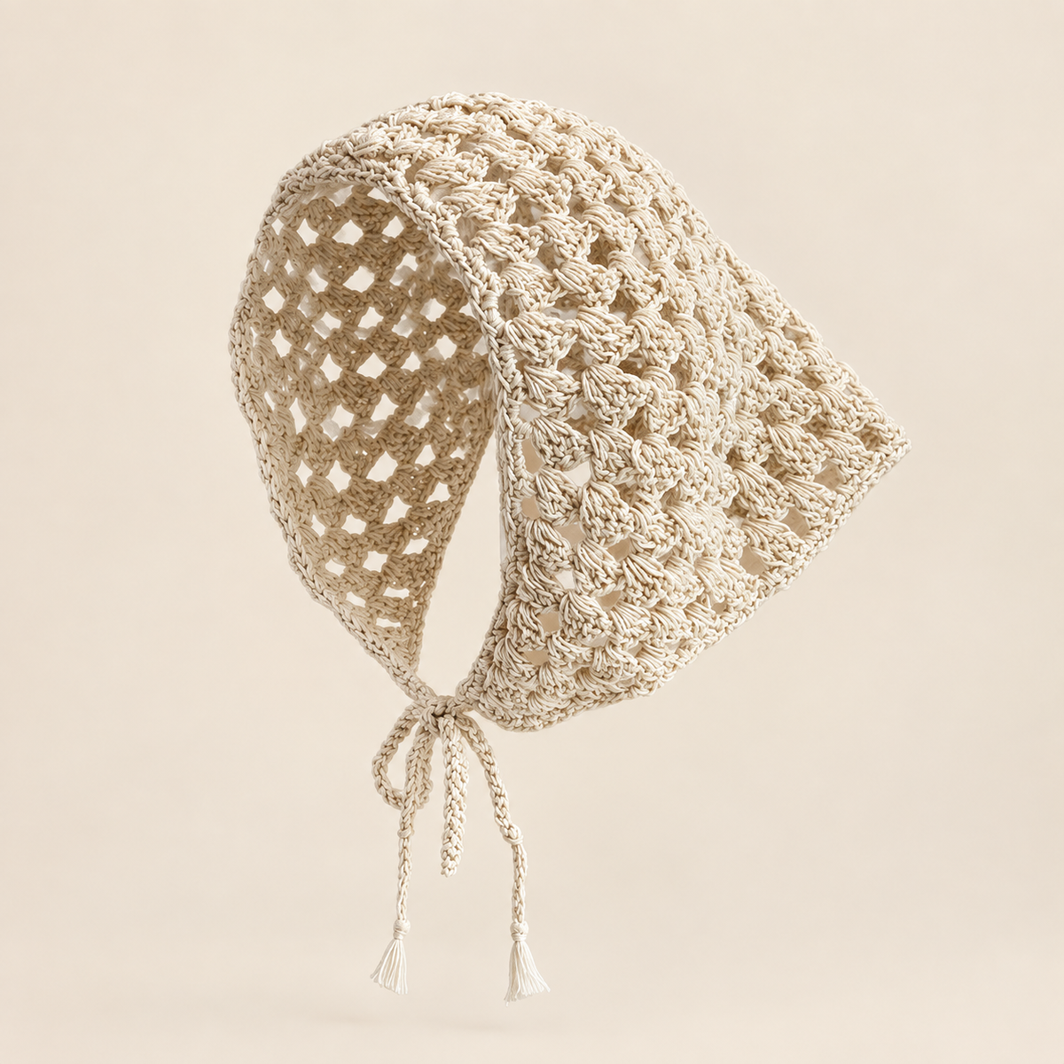 Openwork Crochet Triangle Scarf