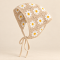 Beige Daisy Crochet Triangle Scarf