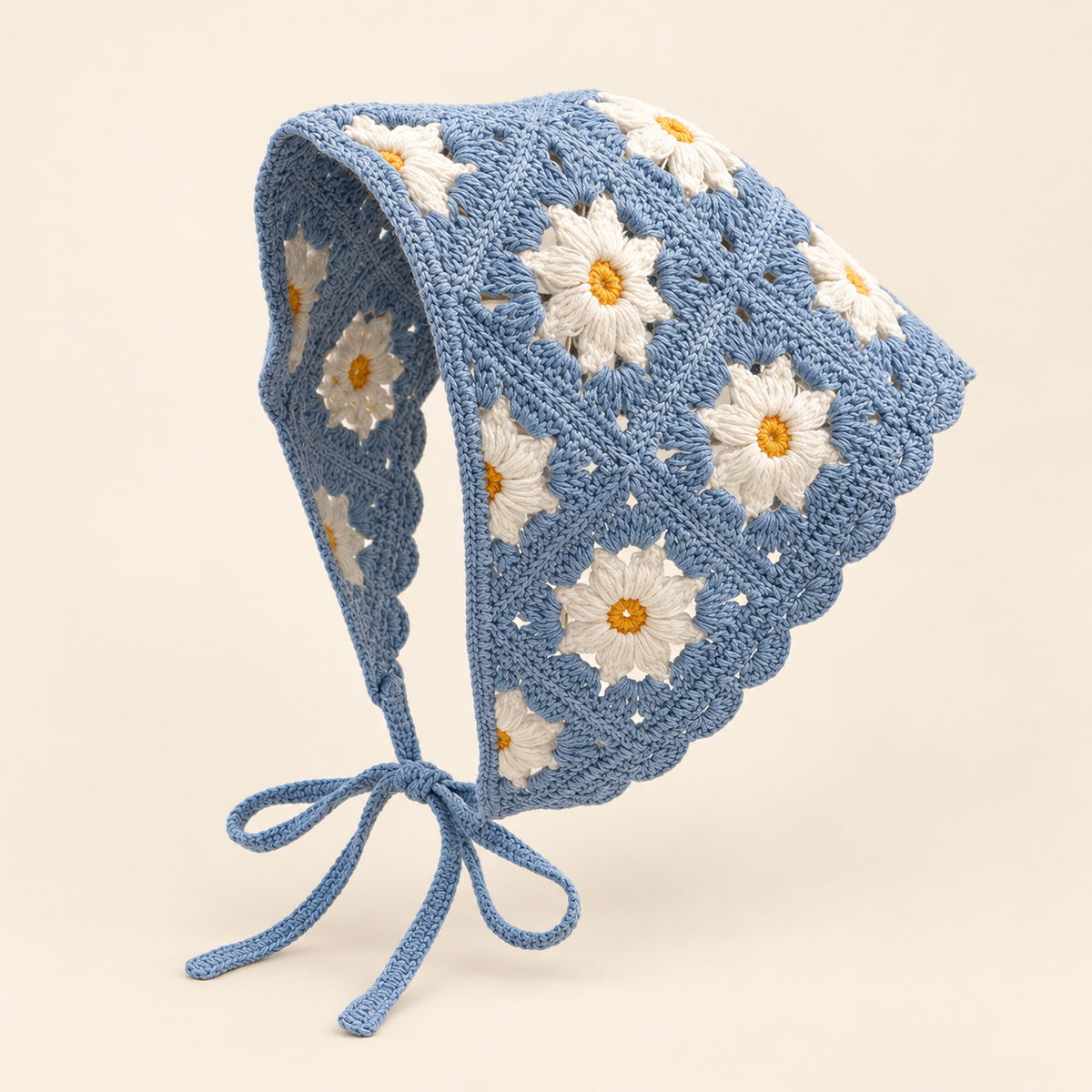 Blue Daisy Crochet Triangle Scar