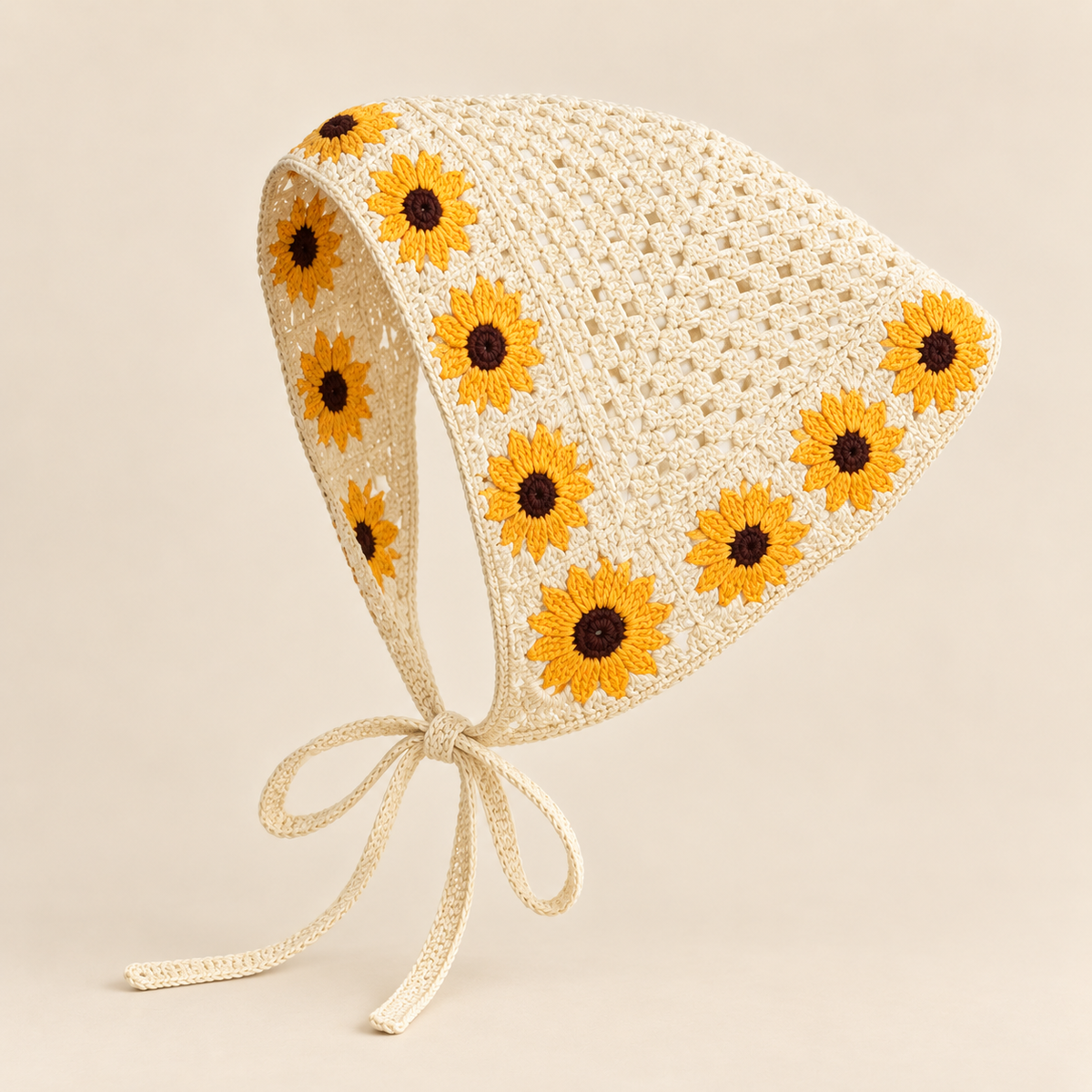 Floral Border Crochet Triangle Scarf