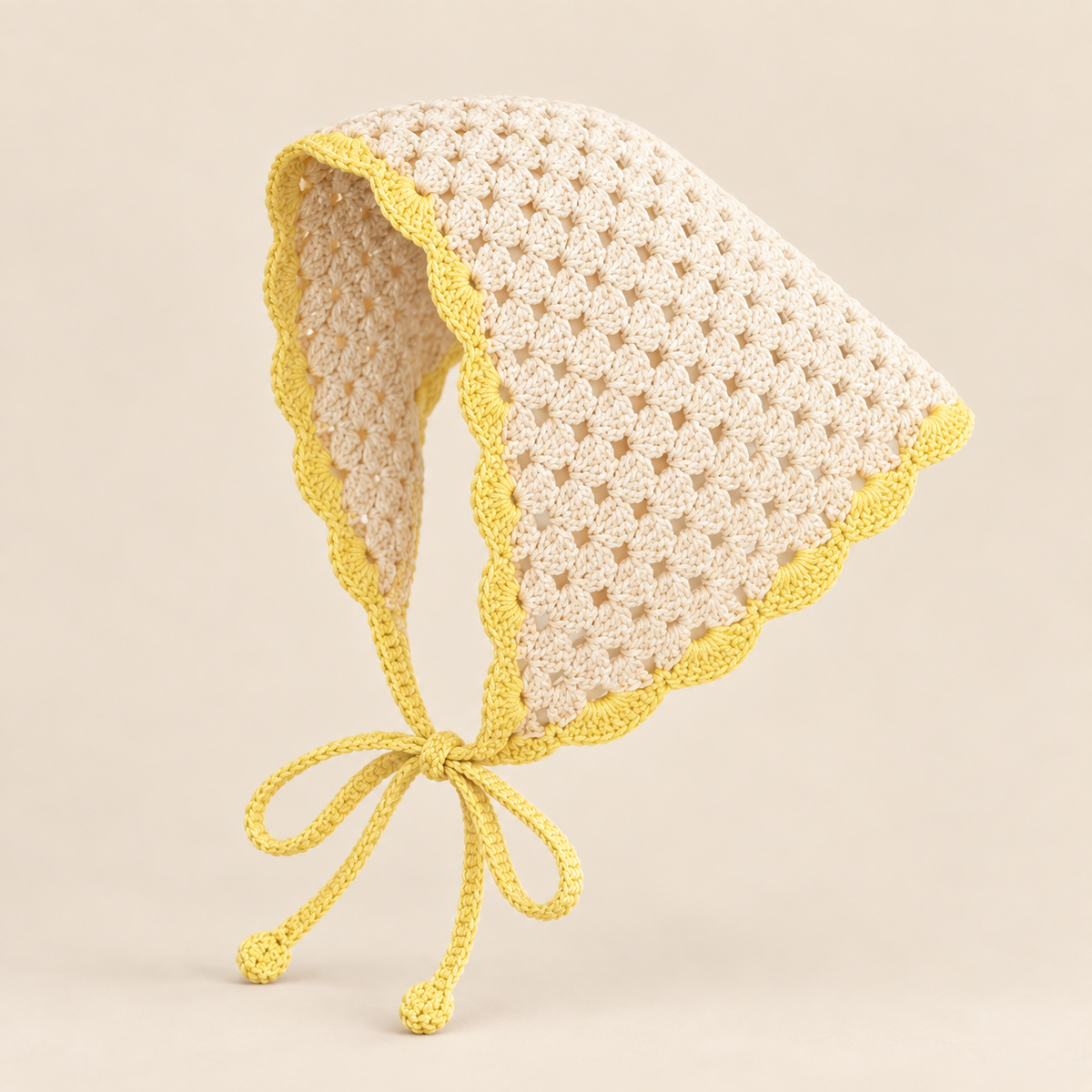 Contrast Trim Crochet Triangle Scarf