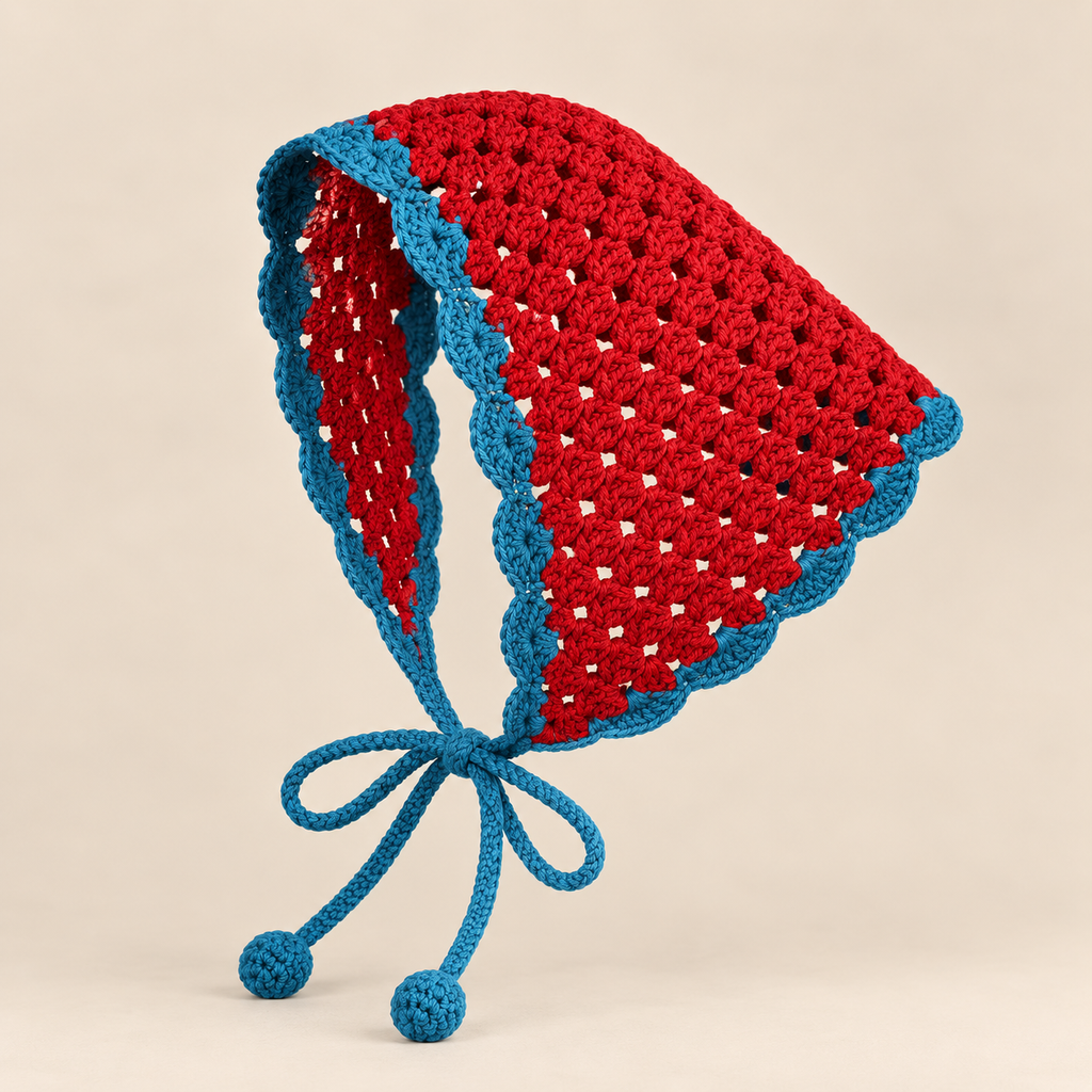 Contrast Trim Crochet Triangle Scarf
