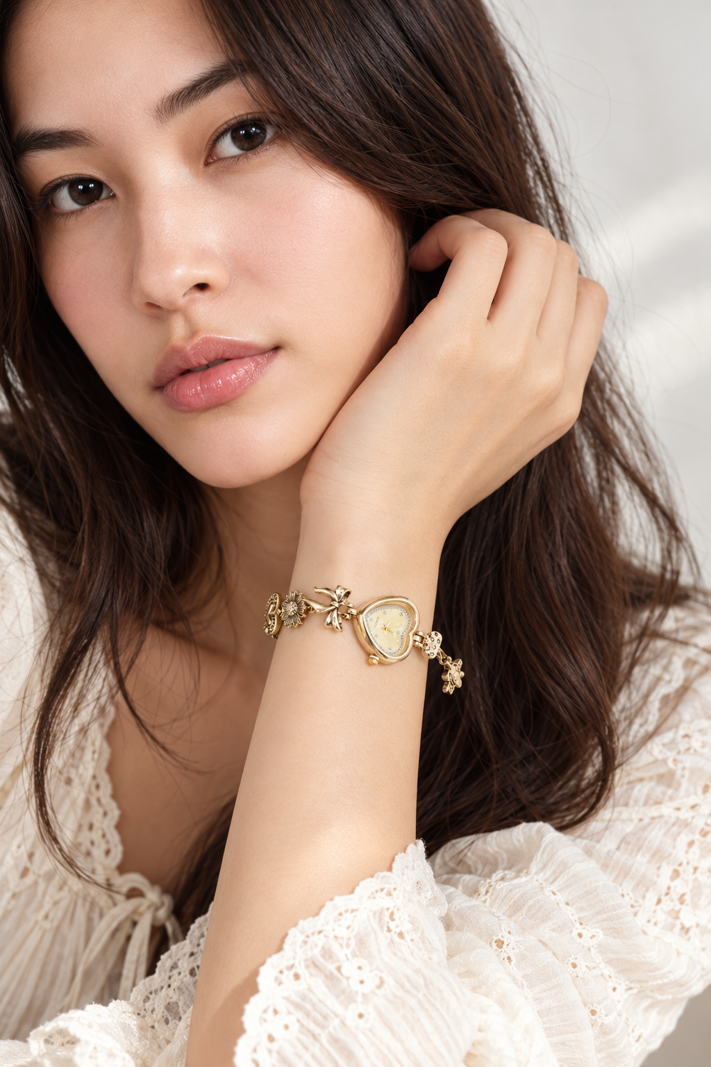 Bow and Heart Bracelet Watch