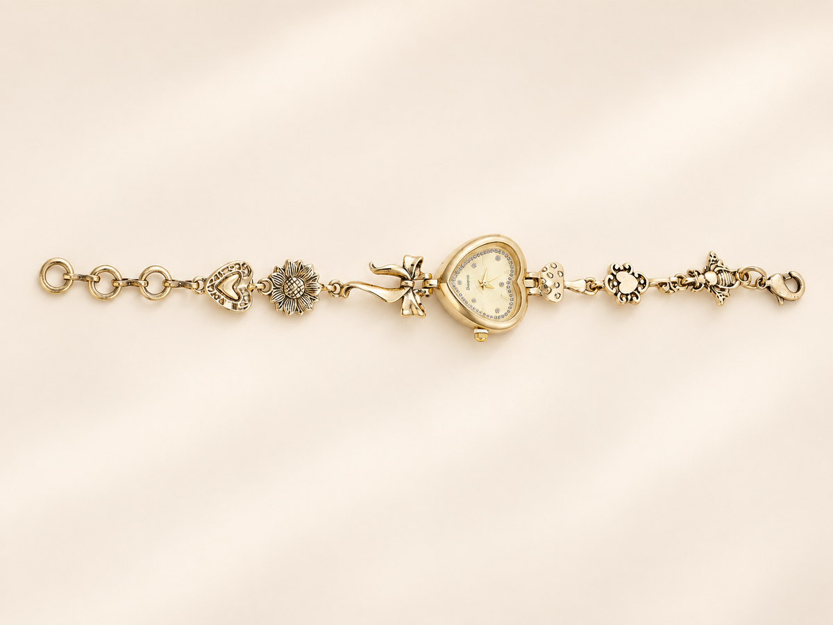 Bow and Heart Bracelet Watch