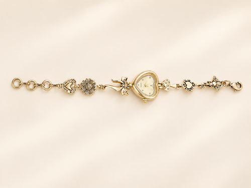 Bow and Heart Bracelet Watch