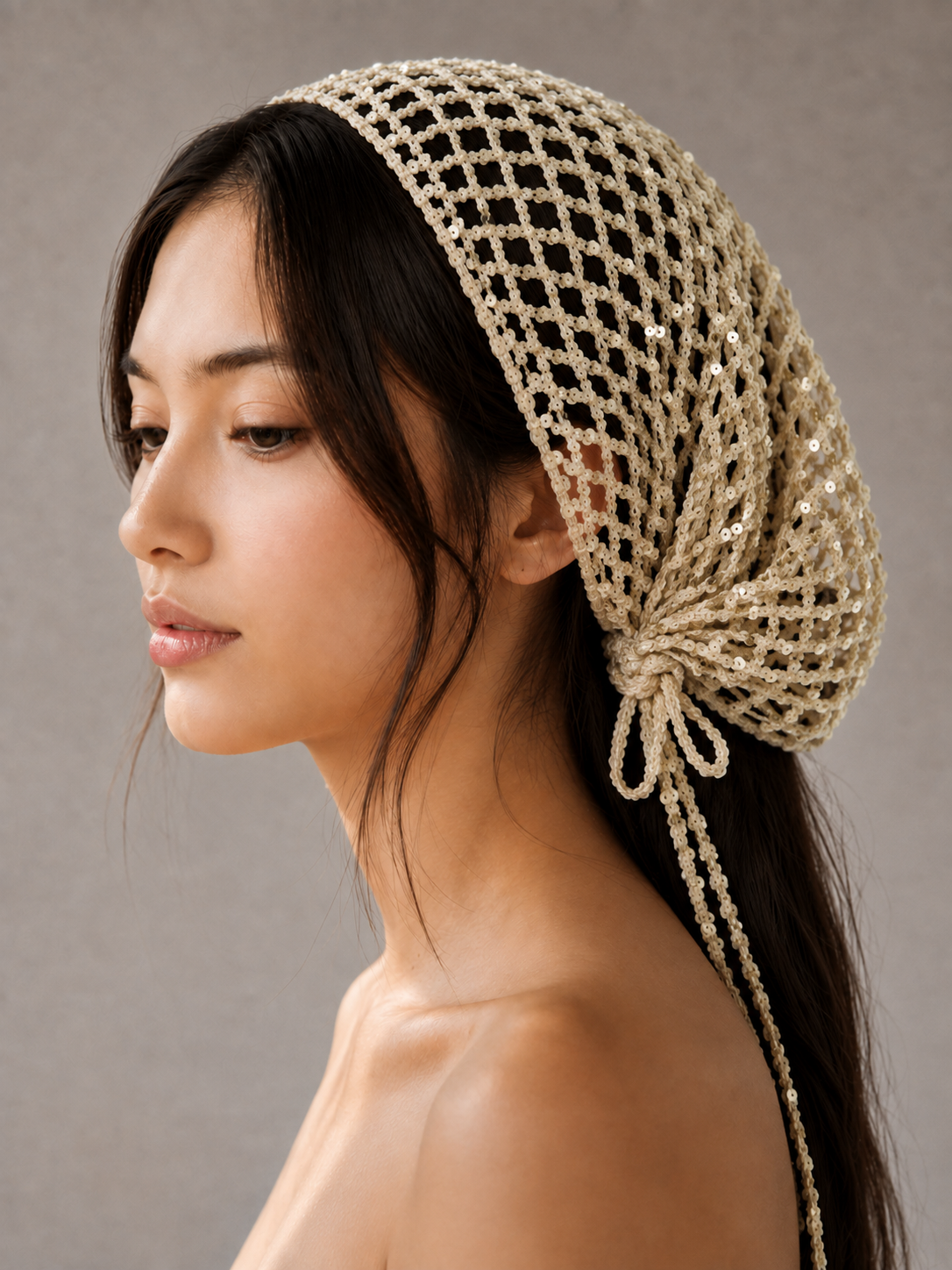 Sequin Mesh Triangle Scarf