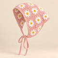 Pink Daisy Crochet Triangle Scarf