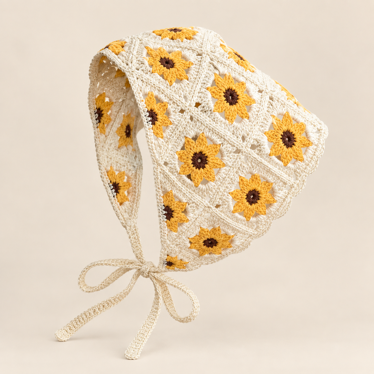 Floral Granny Square Triangle Scarf