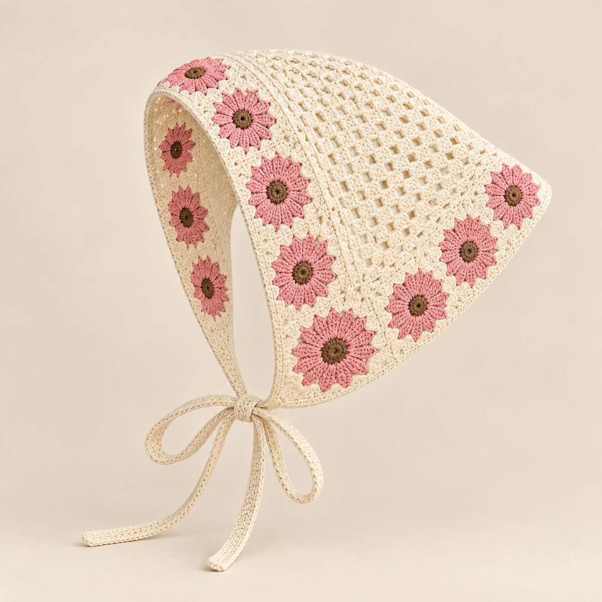 Floral Border Crochet Triangle Scarf