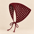 Burgundy Openwork Knit Triangle Scarf