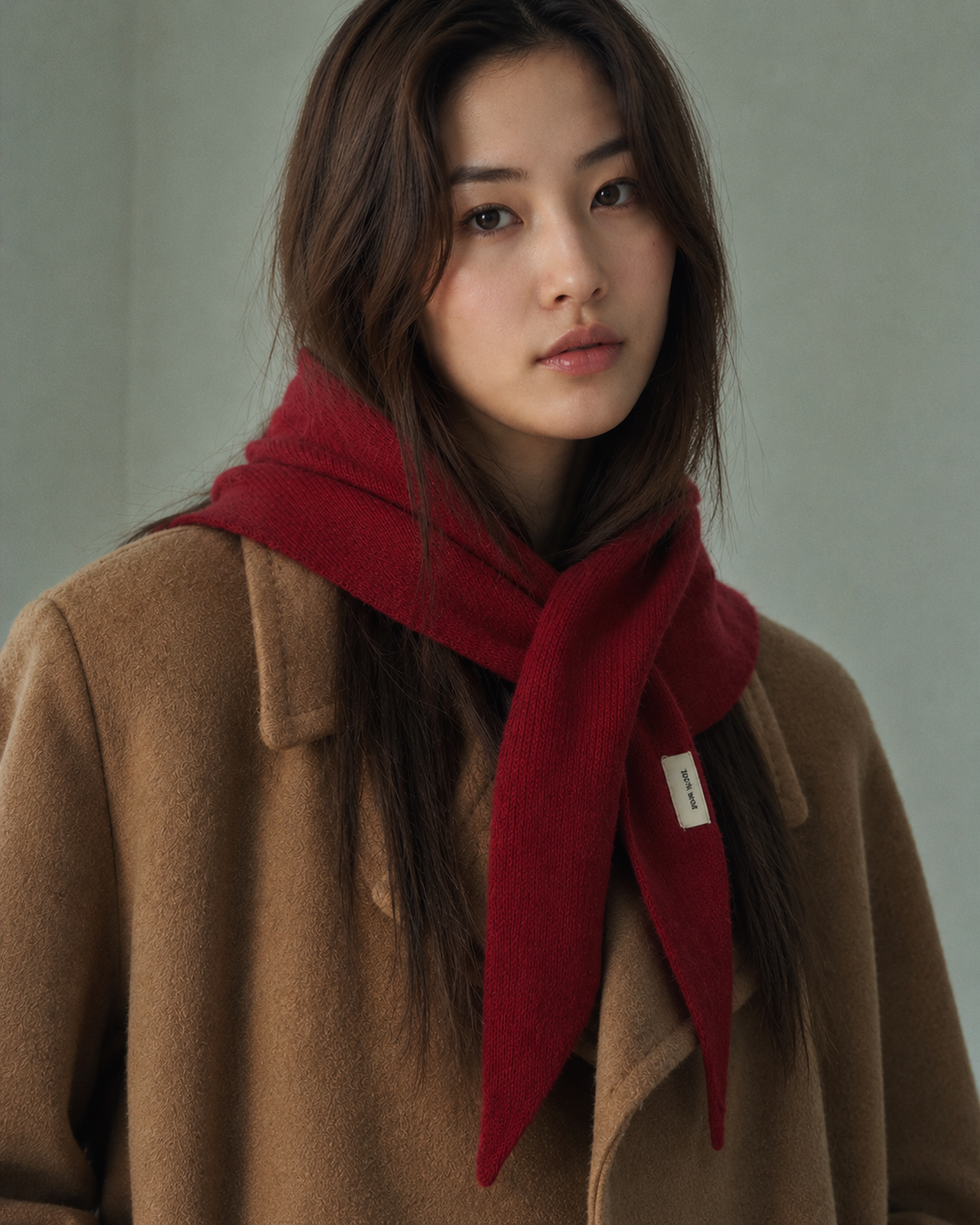 Wool Knit Triangle Scarf