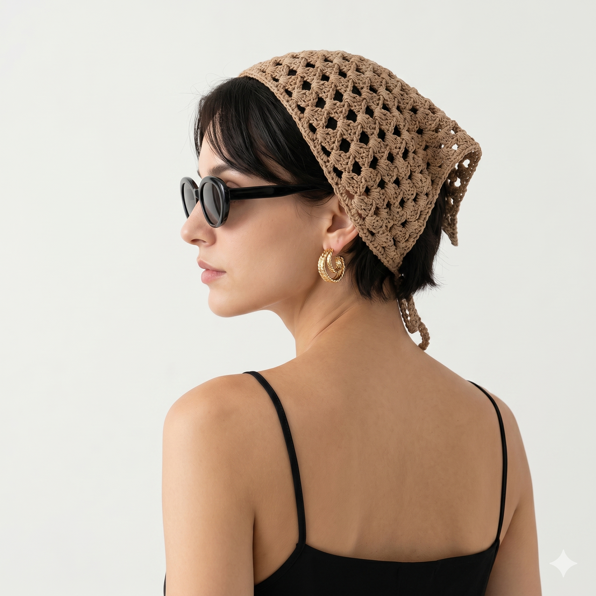 Openwork Crochet Triangle Scarf