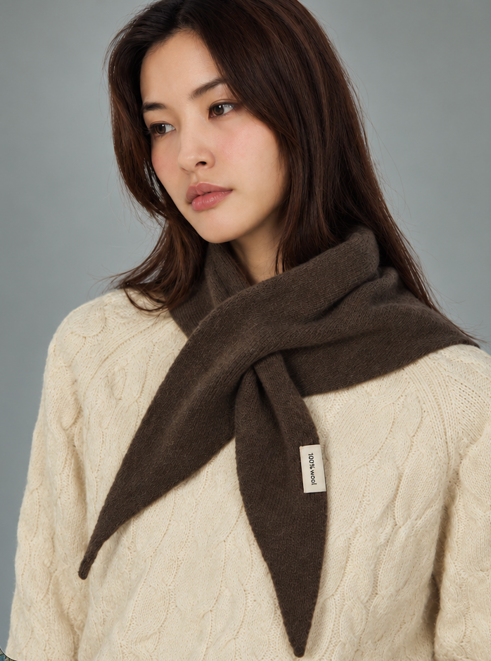 Wool Knit Triangle Scarf