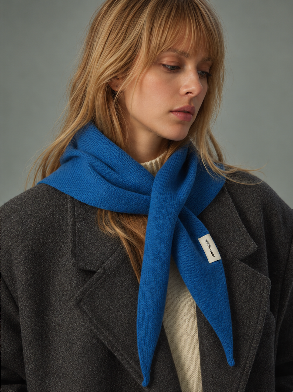 Wool Knit Triangle Scarf